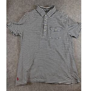 Ralph Lauren Striped Polo Shirt Mens L Black White Button Down Minimalist Preppy